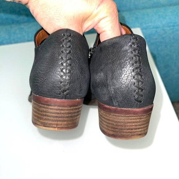 Lucky Brand Leather Booties Womens Size 7.5 Inside Zipper Manmade Sole Black - Picture 5 of 10
